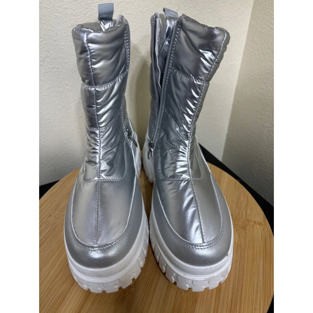 Dirty Laundry Dashh Puff Platform Bootie Size 8 Silver Metallic Quilted Puffer